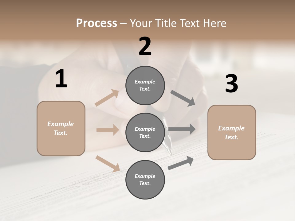 Man Signing Paperwork, New Home In Background PowerPoint Template