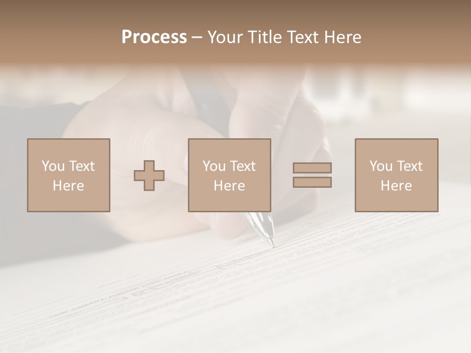 Man Signing Paperwork, New Home In Background PowerPoint Template