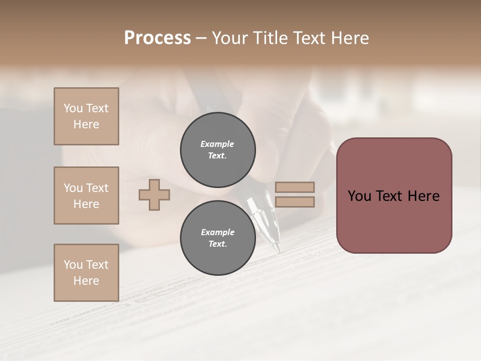 Man Signing Paperwork, New Home In Background PowerPoint Template