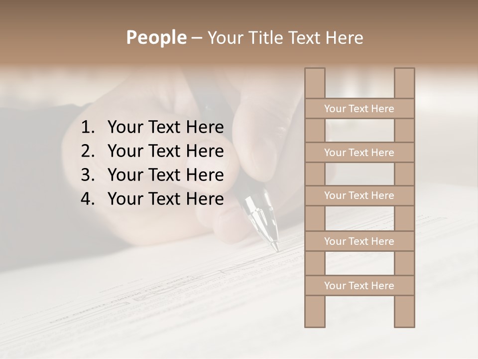 Man Signing Paperwork, New Home In Background PowerPoint Template