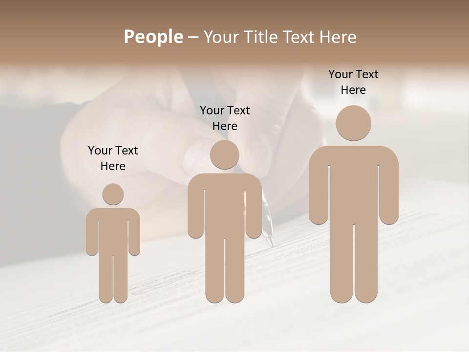 Man Signing Paperwork, New Home In Background PowerPoint Template