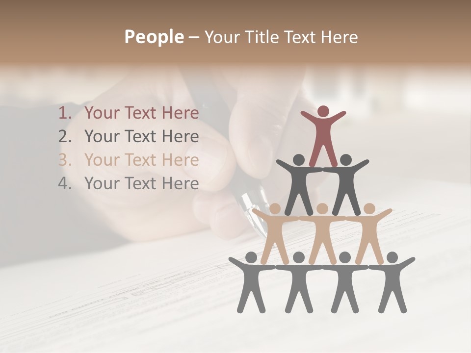 Man Signing Paperwork, New Home In Background PowerPoint Template