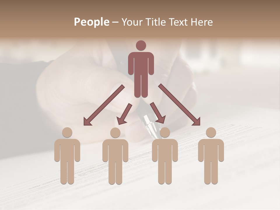 Man Signing Paperwork, New Home In Background PowerPoint Template