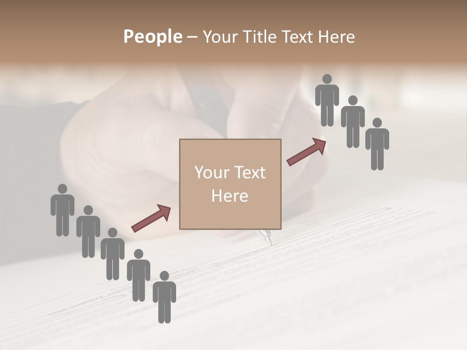 Man Signing Paperwork, New Home In Background PowerPoint Template