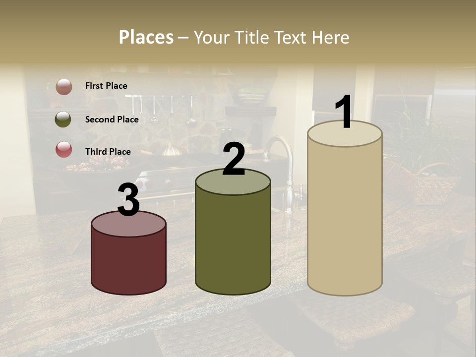 Luxury Kitchen With A Modern Granite Island. PowerPoint Template