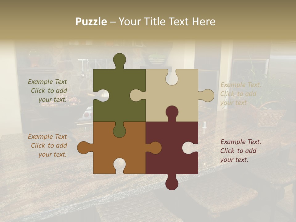 Luxury Kitchen With A Modern Granite Island. PowerPoint Template