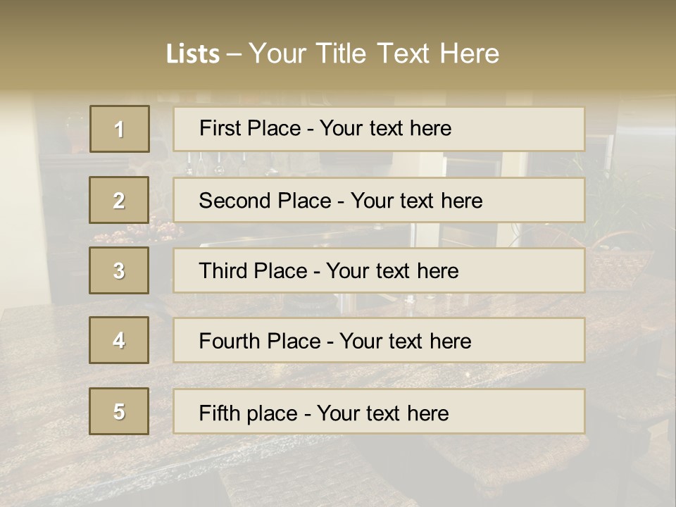Luxury Kitchen With A Modern Granite Island. PowerPoint Template