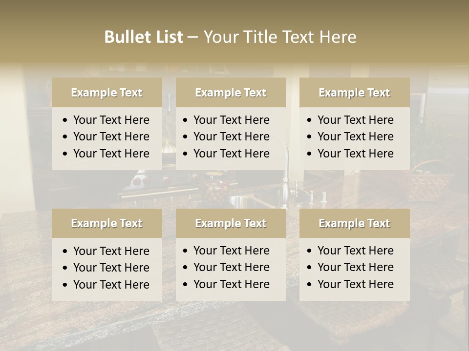 Luxury Kitchen With A Modern Granite Island. PowerPoint Template