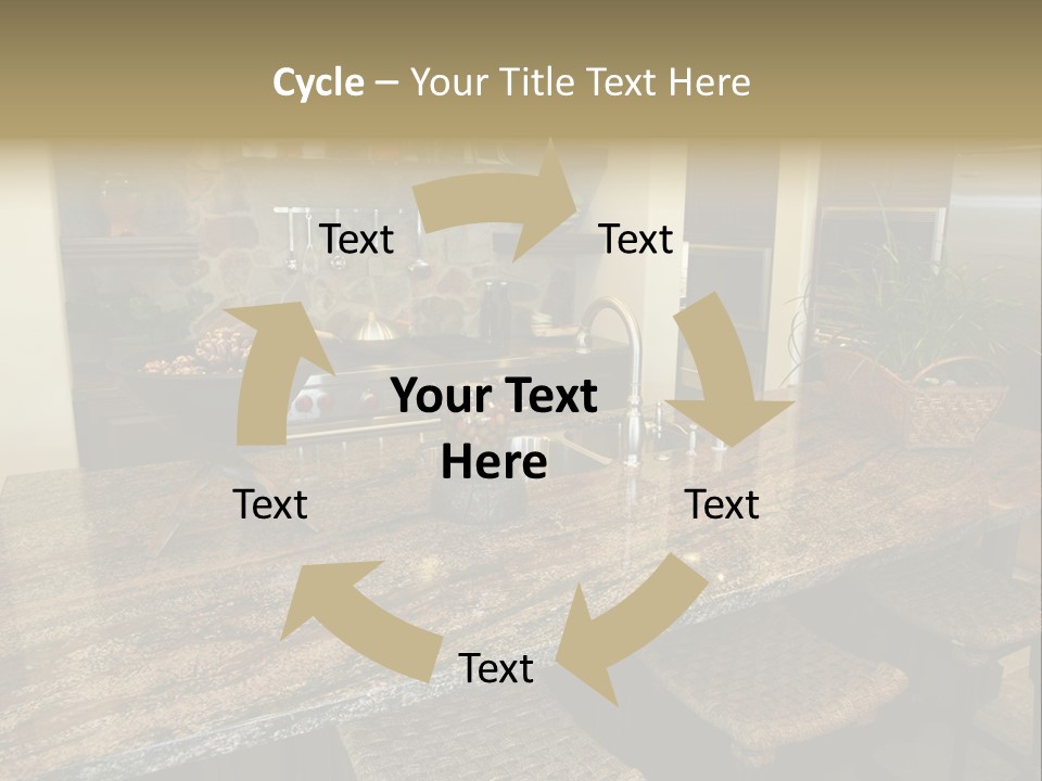 Luxury Kitchen With A Modern Granite Island. PowerPoint Template