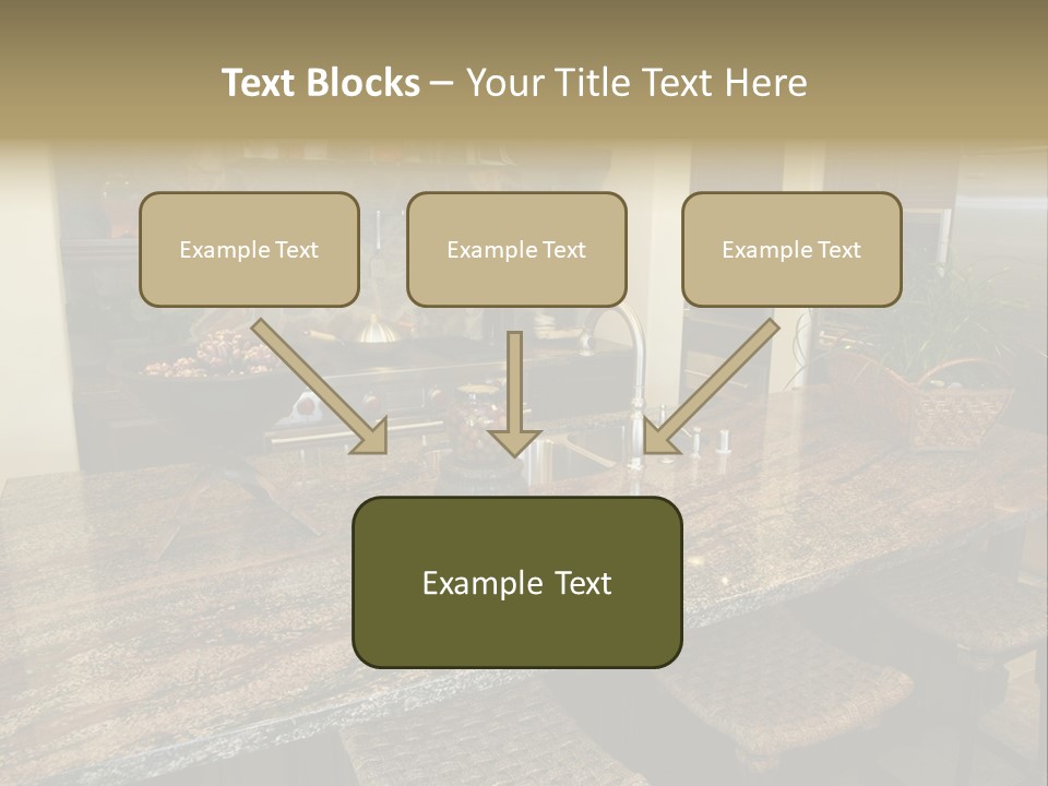 Luxury Kitchen With A Modern Granite Island. PowerPoint Template