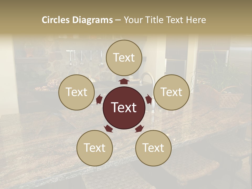 Luxury Kitchen With A Modern Granite Island. PowerPoint Template