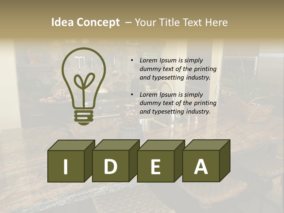 Luxury Kitchen With A Modern Granite Island. PowerPoint Template