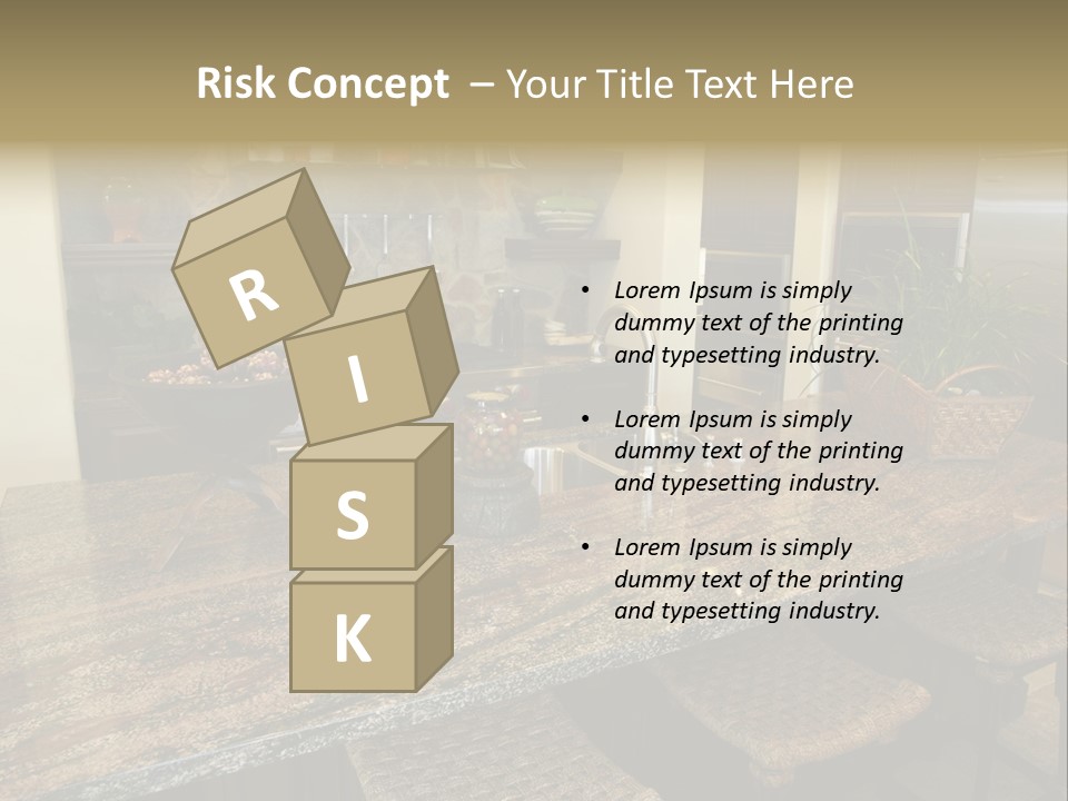 Luxury Kitchen With A Modern Granite Island. PowerPoint Template