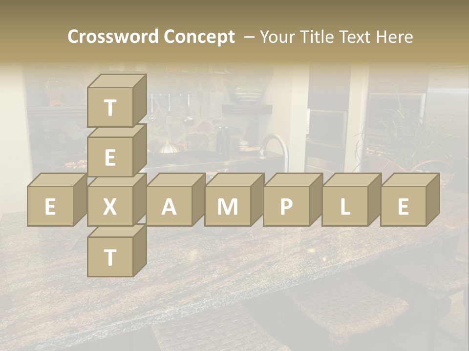 Luxury Kitchen With A Modern Granite Island. PowerPoint Template