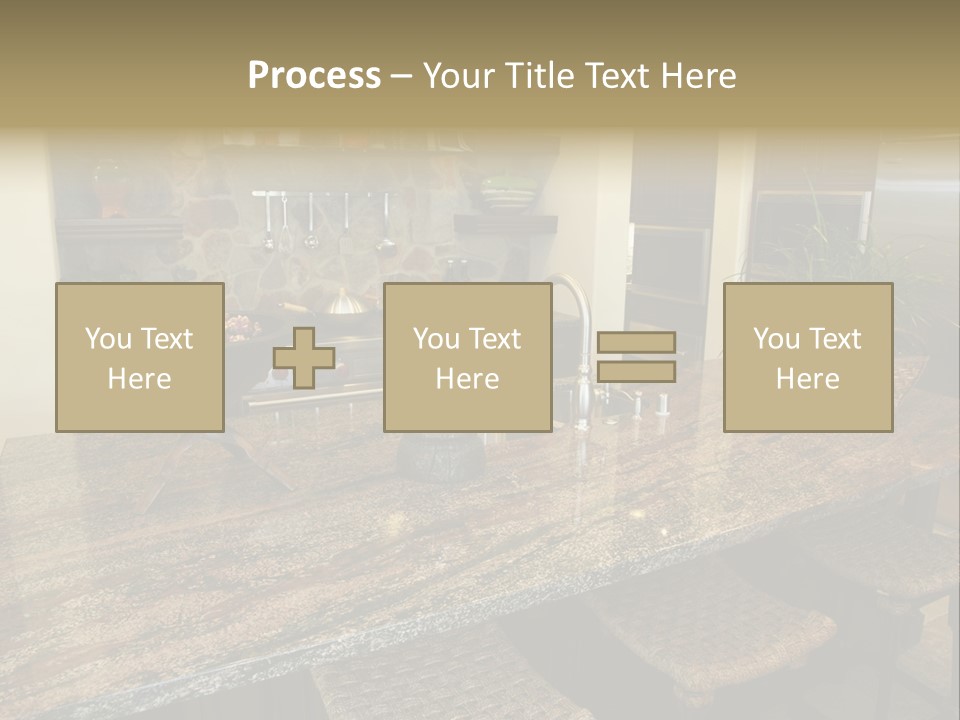 Luxury Kitchen With A Modern Granite Island. PowerPoint Template