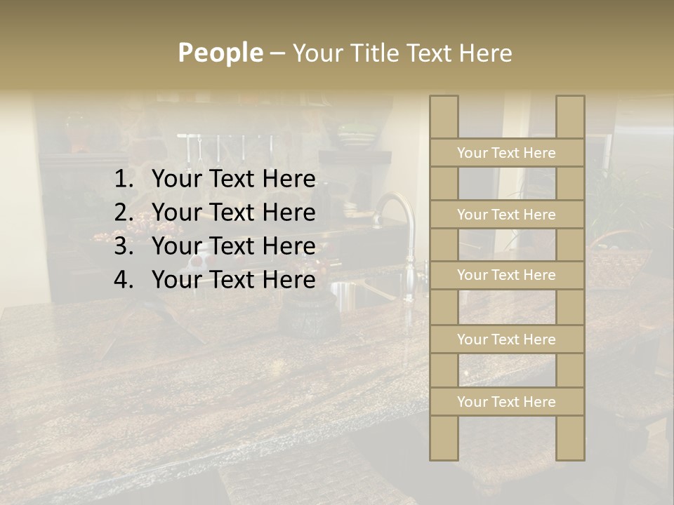 Luxury Kitchen With A Modern Granite Island. PowerPoint Template