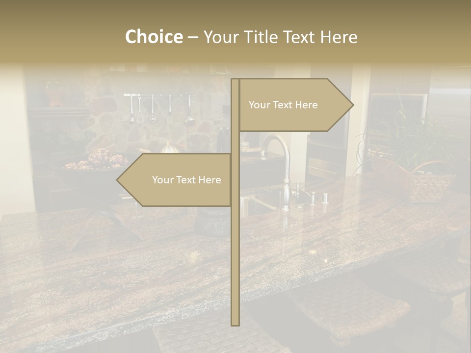 Luxury Kitchen With A Modern Granite Island. PowerPoint Template