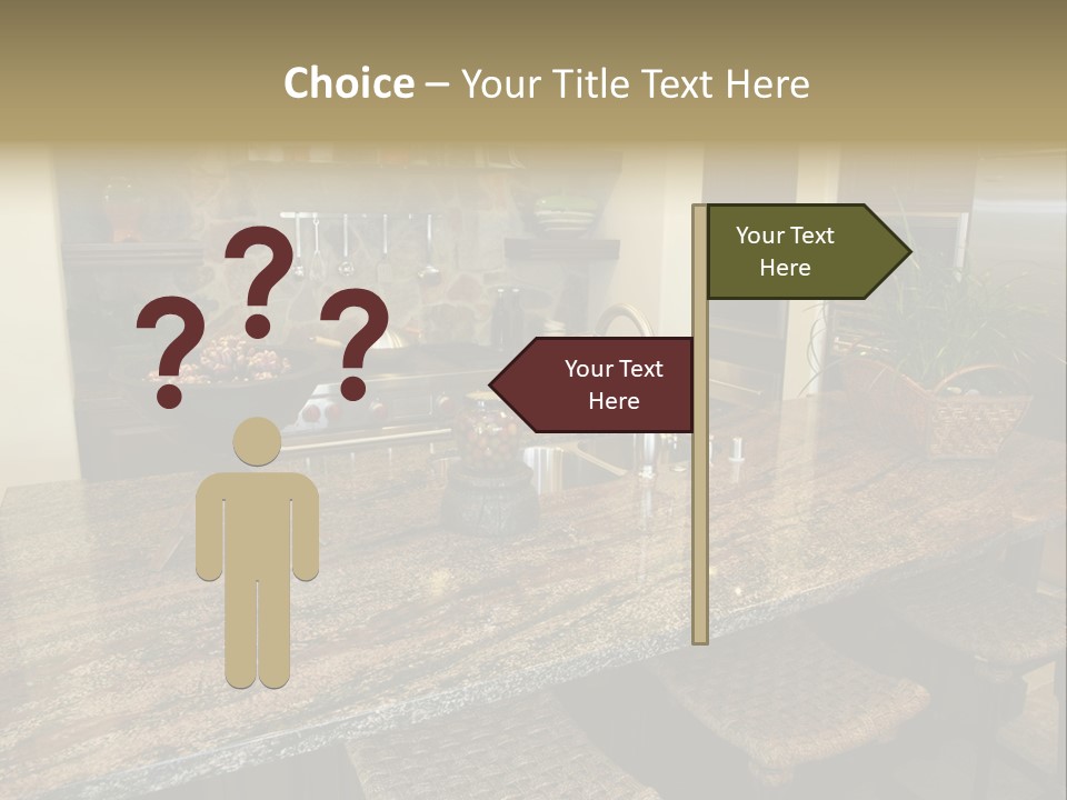 Luxury Kitchen With A Modern Granite Island. PowerPoint Template