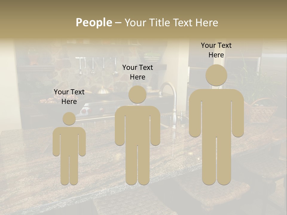 Luxury Kitchen With A Modern Granite Island. PowerPoint Template