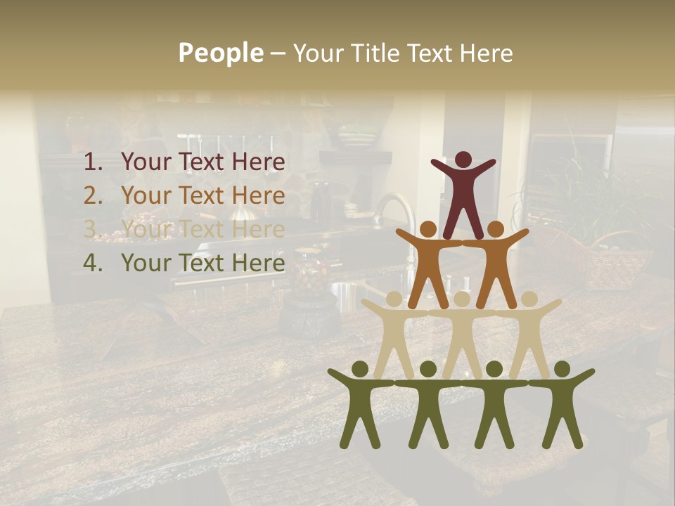 Luxury Kitchen With A Modern Granite Island. PowerPoint Template