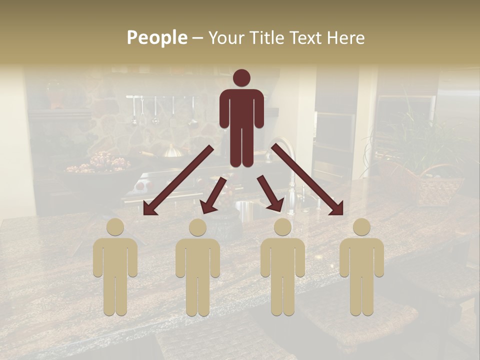 Luxury Kitchen With A Modern Granite Island. PowerPoint Template