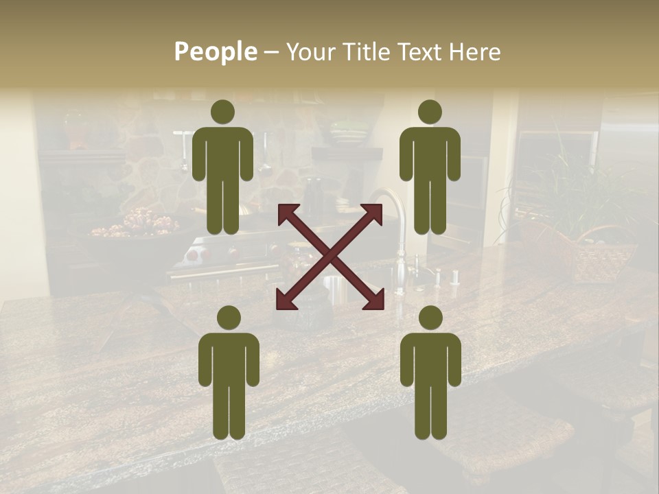 Luxury Kitchen With A Modern Granite Island. PowerPoint Template