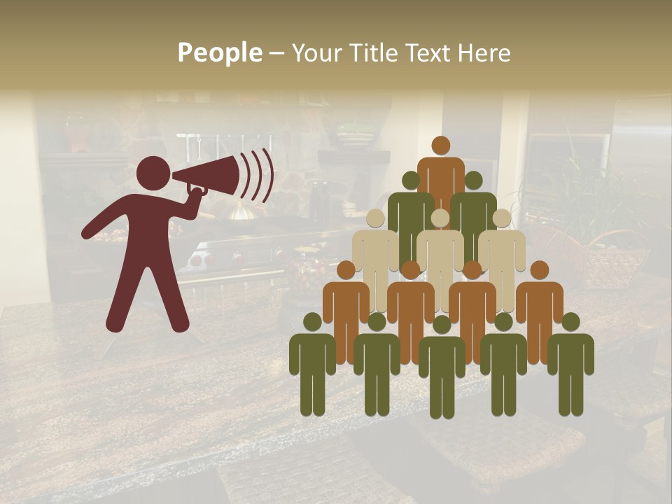 Luxury Kitchen With A Modern Granite Island. PowerPoint Template