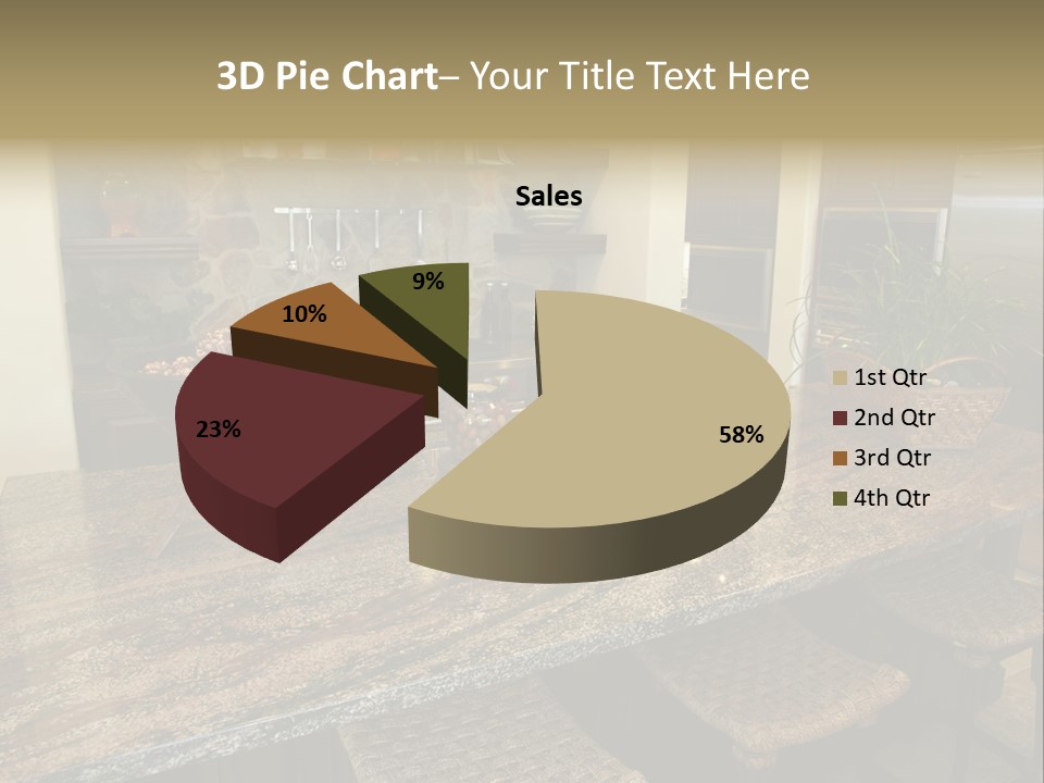Luxury Kitchen With A Modern Granite Island. PowerPoint Template