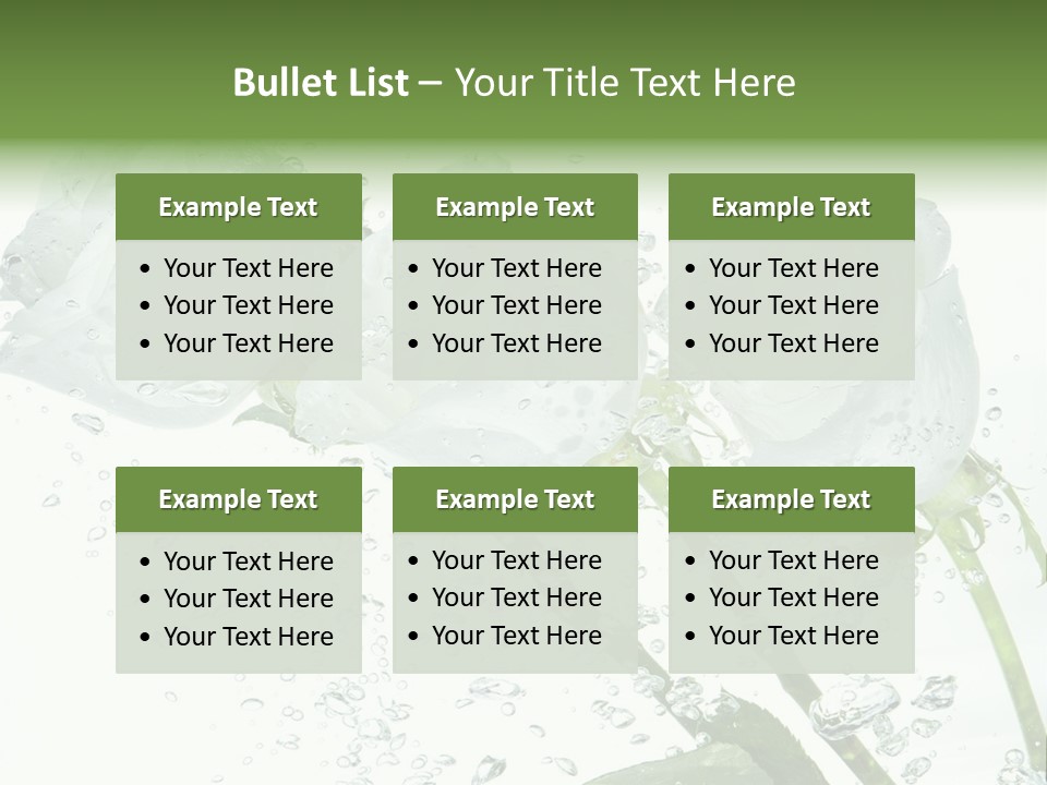 Flower In Water. Creanive Bubbles. White Background PowerPoint Template