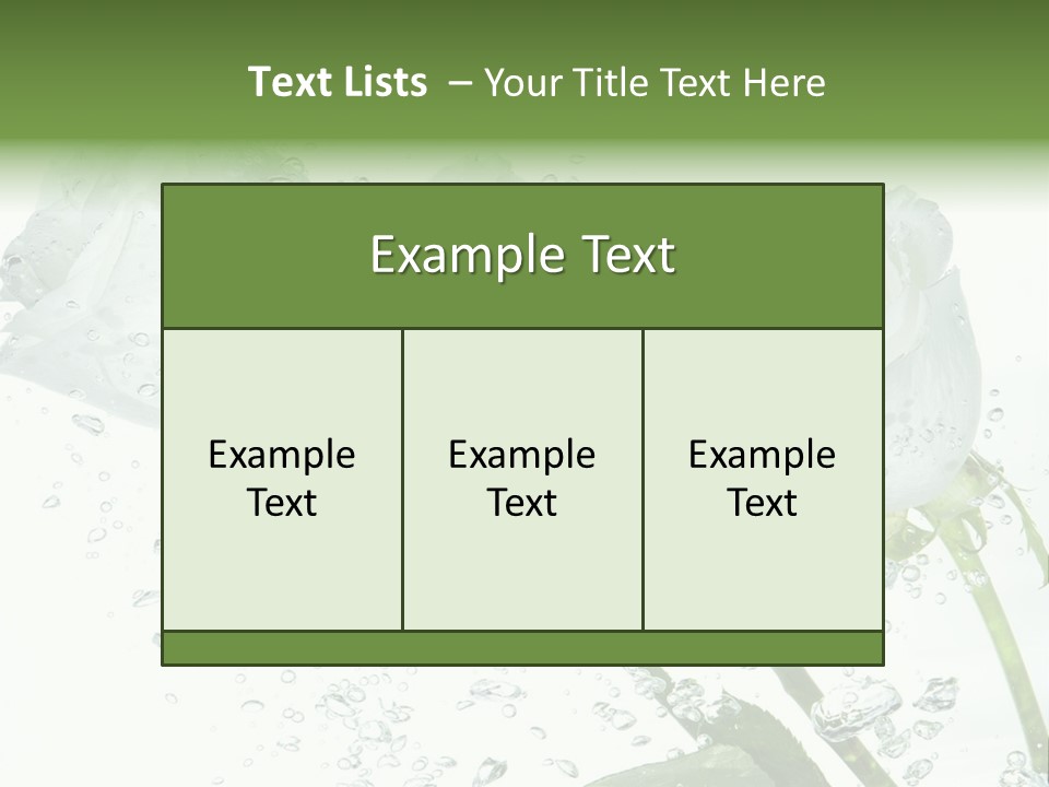 Flower In Water. Creanive Bubbles. White Background PowerPoint Template