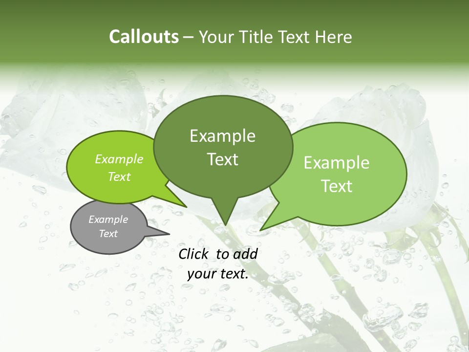 Flower In Water. Creanive Bubbles. White Background PowerPoint Template