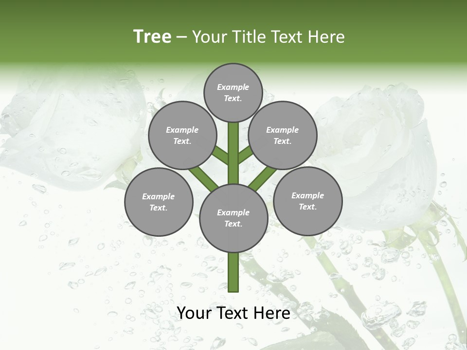 Flower In Water. Creanive Bubbles. White Background PowerPoint Template