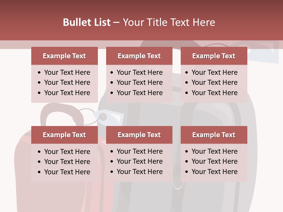 Vector Illustration With Suitcases For Travel PowerPoint Template