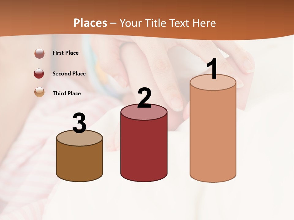 Hands Holding A Newborn Baby In Bed In Hospital PowerPoint Template