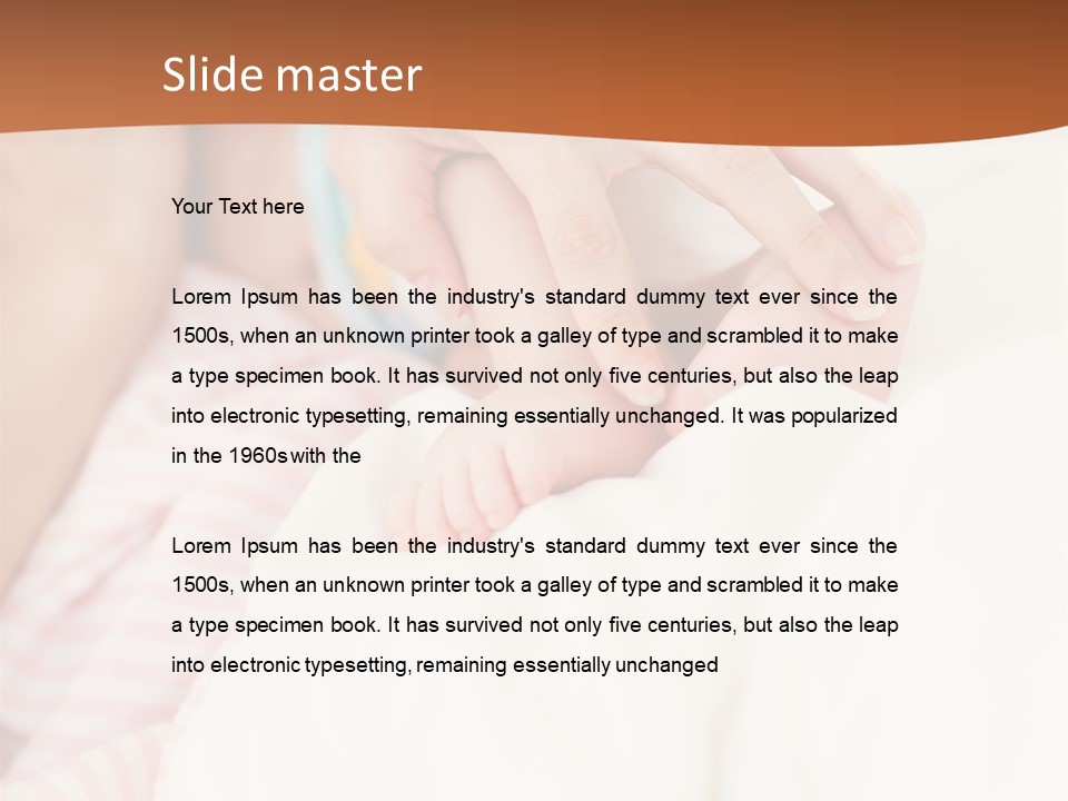 Hands Holding A Newborn Baby In Bed In Hospital PowerPoint Template