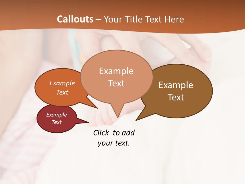 Hands Holding A Newborn Baby In Bed In Hospital PowerPoint Template