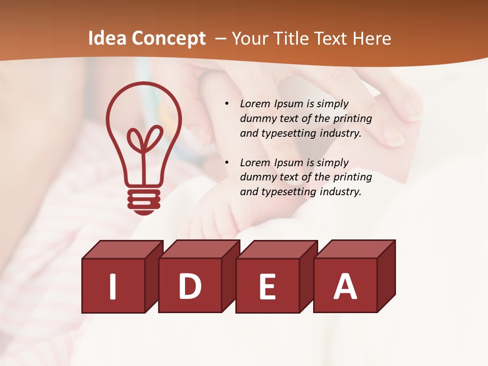 Hands Holding A Newborn Baby In Bed In Hospital PowerPoint Template