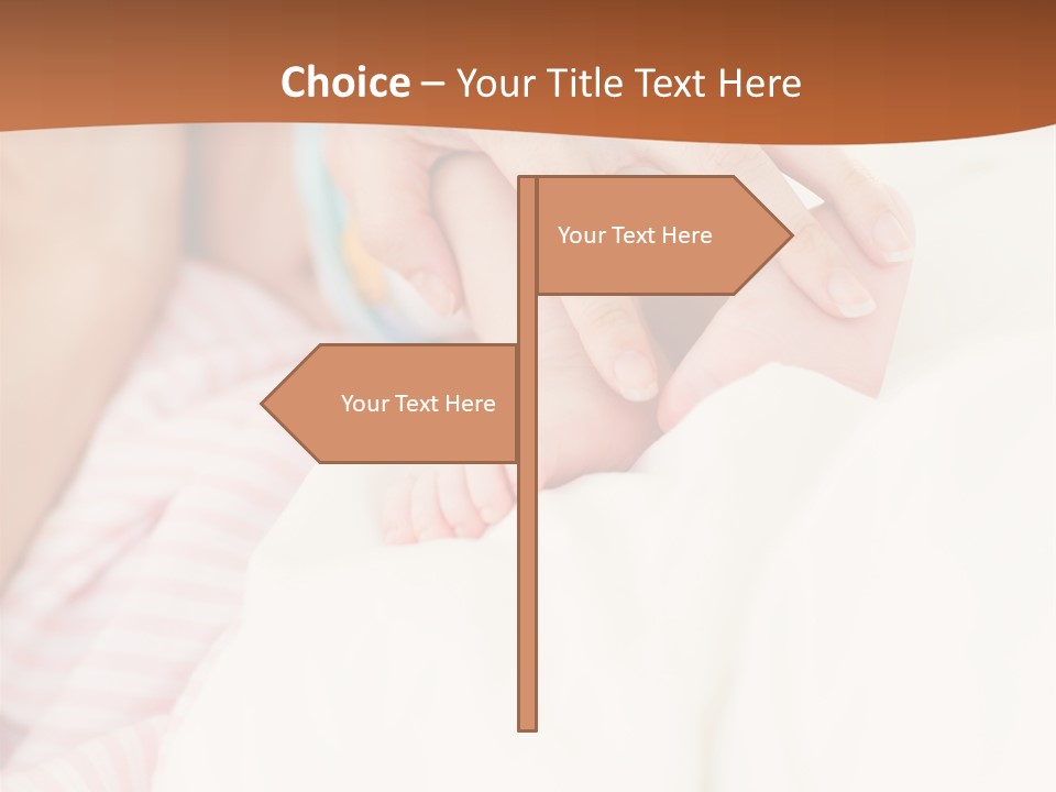 Hands Holding A Newborn Baby In Bed In Hospital PowerPoint Template