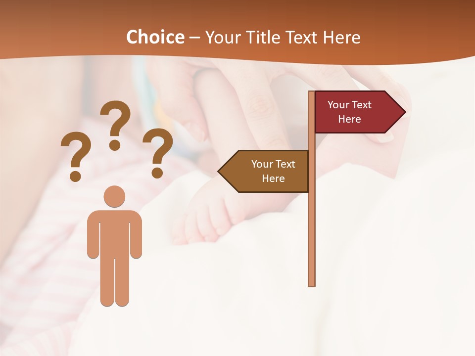 Hands Holding A Newborn Baby In Bed In Hospital PowerPoint Template