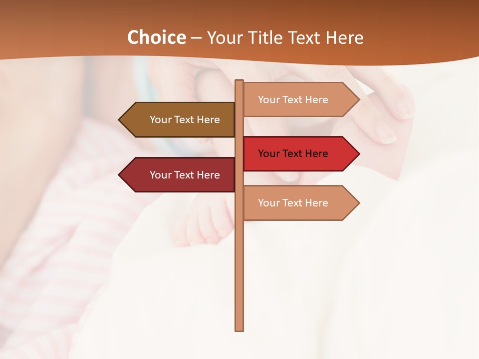 Hands Holding A Newborn Baby In Bed In Hospital PowerPoint Template