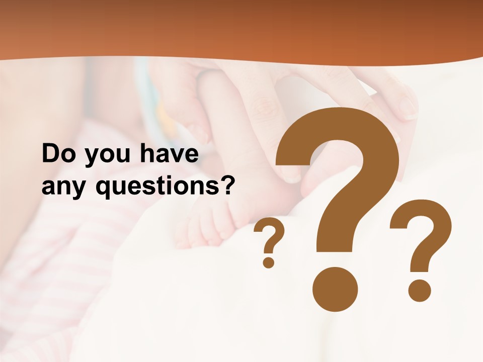 Hands Holding A Newborn Baby In Bed In Hospital PowerPoint Template