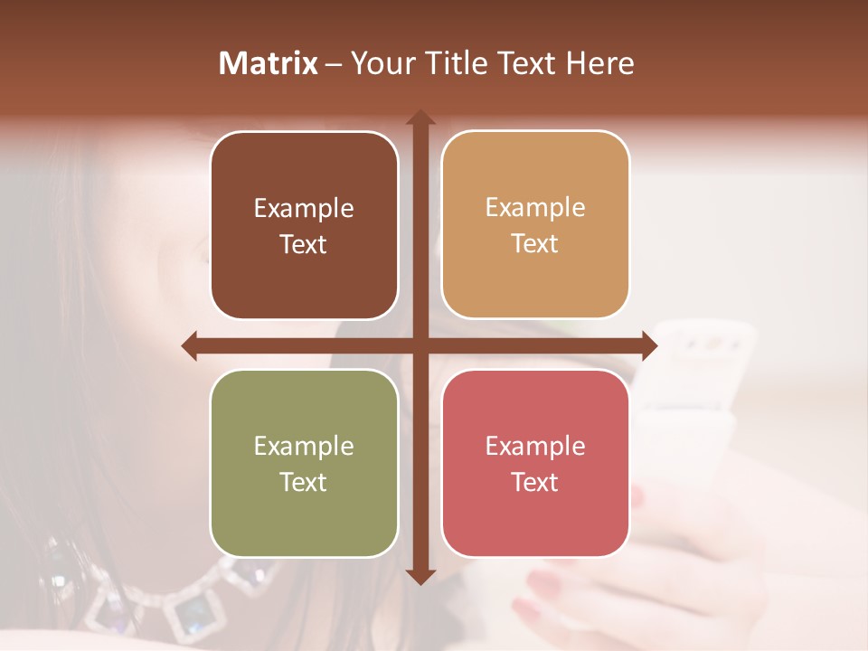 Portrait Of Happy Woman With White Phone PowerPoint Template