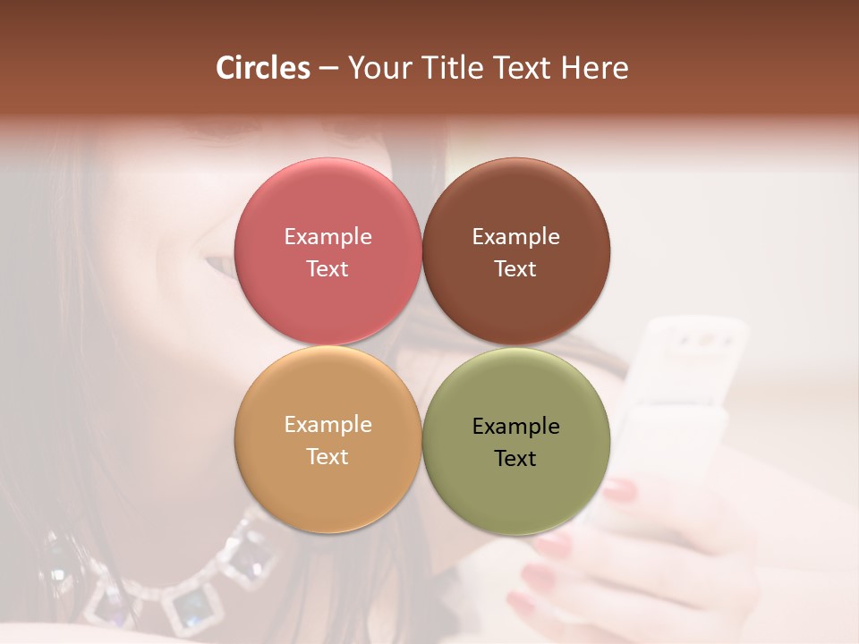 Portrait Of Happy Woman With White Phone PowerPoint Template