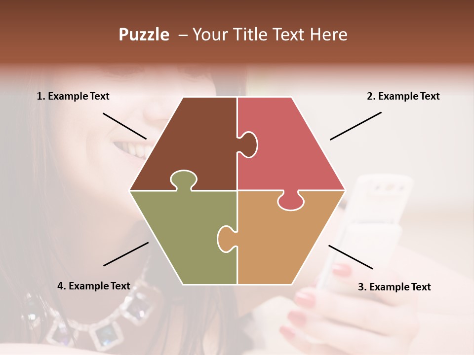 Portrait Of Happy Woman With White Phone PowerPoint Template