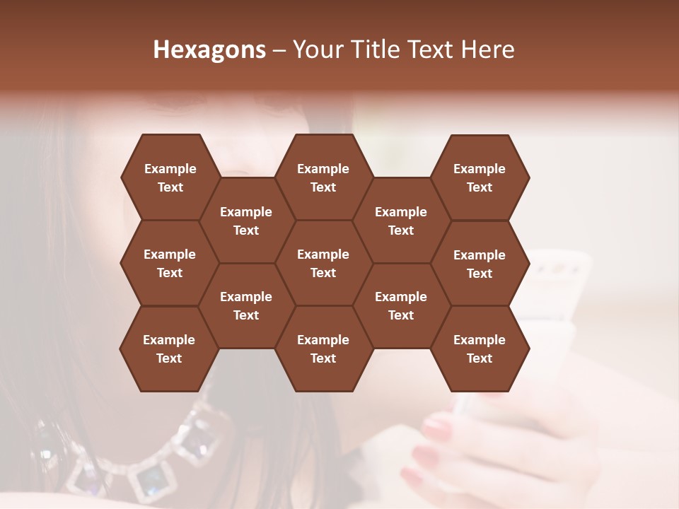 Portrait Of Happy Woman With White Phone PowerPoint Template