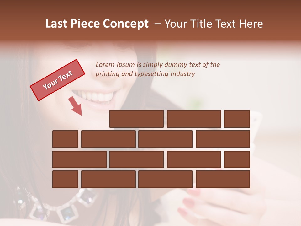 Portrait Of Happy Woman With White Phone PowerPoint Template