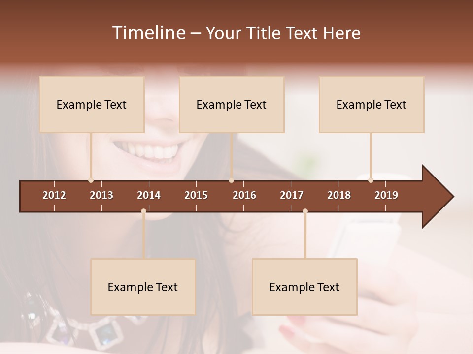 Portrait Of Happy Woman With White Phone PowerPoint Template