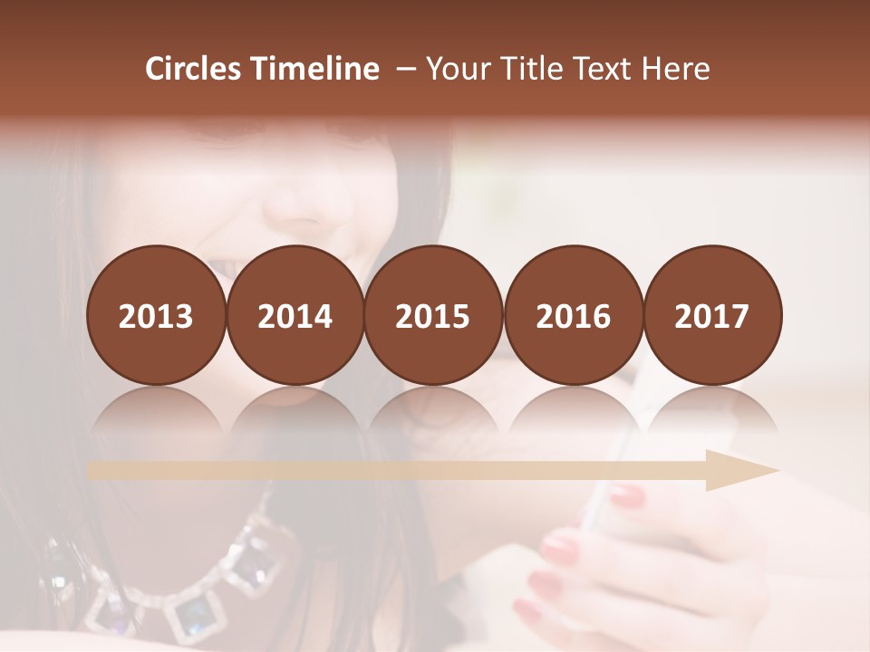 Portrait Of Happy Woman With White Phone PowerPoint Template