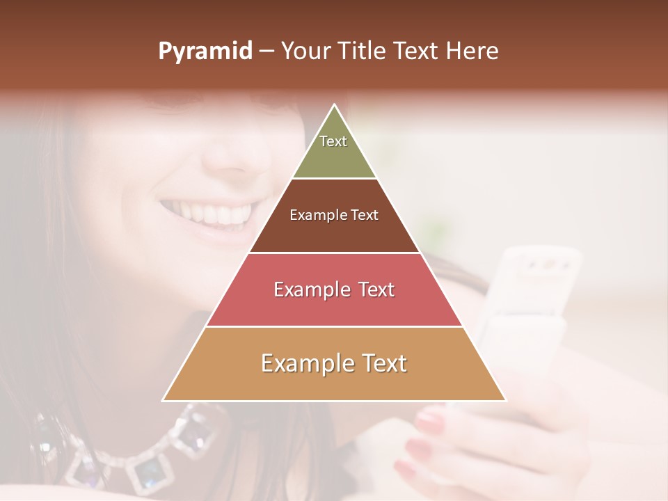 Portrait Of Happy Woman With White Phone PowerPoint Template