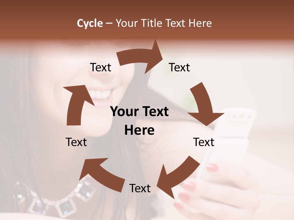 Portrait Of Happy Woman With White Phone PowerPoint Template